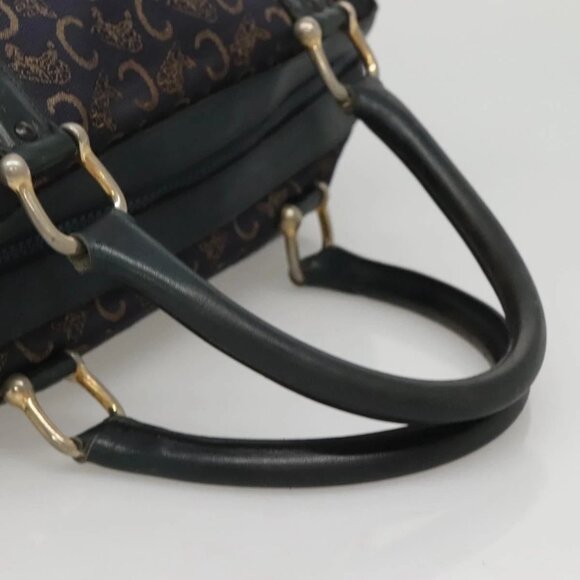 CELINE C Sulky Hand Bag Canvas Navy Gold Auth - Picture 7 of 14